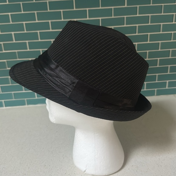 Kenny K. black white pinstripe unisex cotton fedora hat size large - Picture 4 of 8